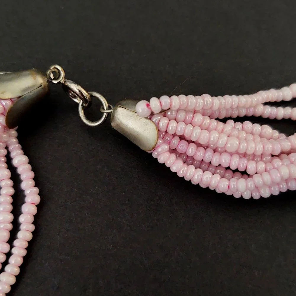Ballet pink multi strand seed bead necklace
